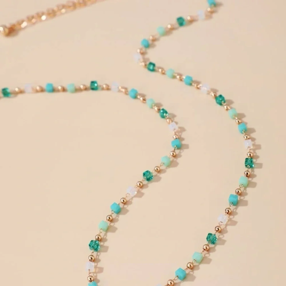 *ALETTA* Blue x White Bead Fashion Necklace
